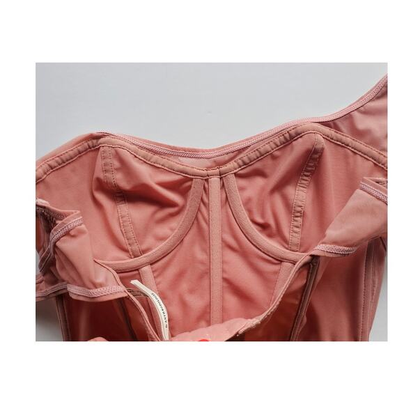 Anthropologie Mesh Corset Top, Hook and Eye Closures  Pink Sz M. New - Picture 7 of 11